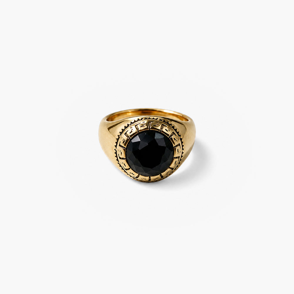 Bold Textured Black Signet Ring