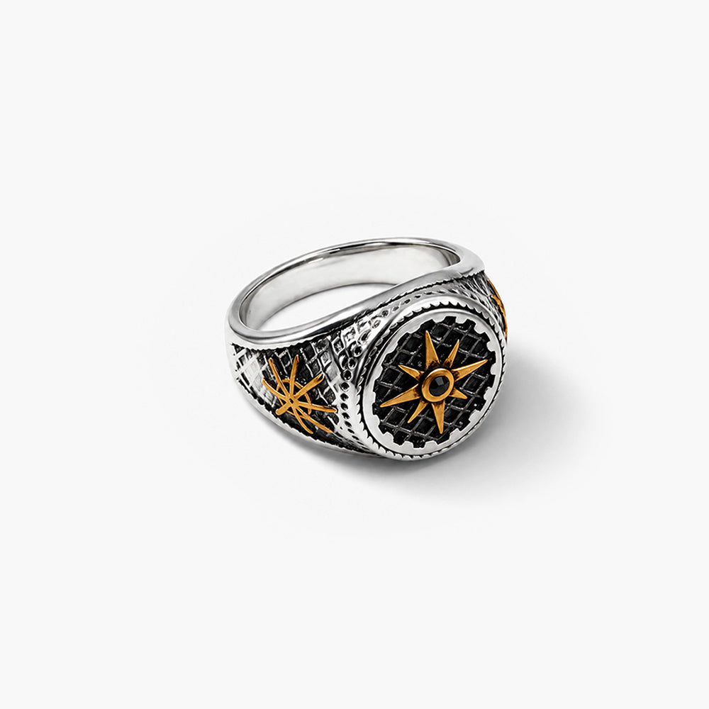 Celestial Navigator Emblem Dual Tone Ring