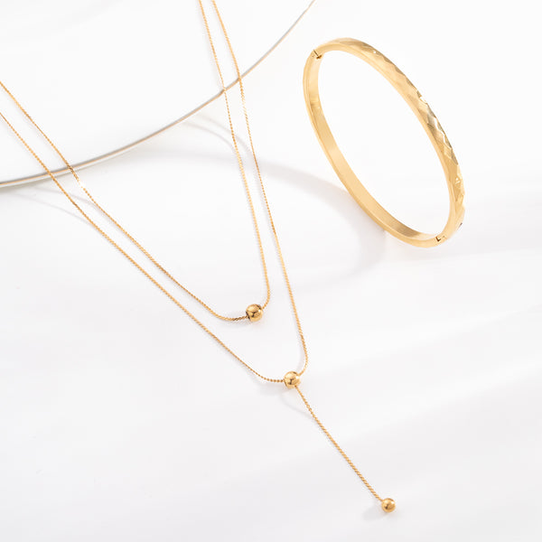 Drop Bead Necklace & Gilded Haze Bangle Bracelet Combo Set