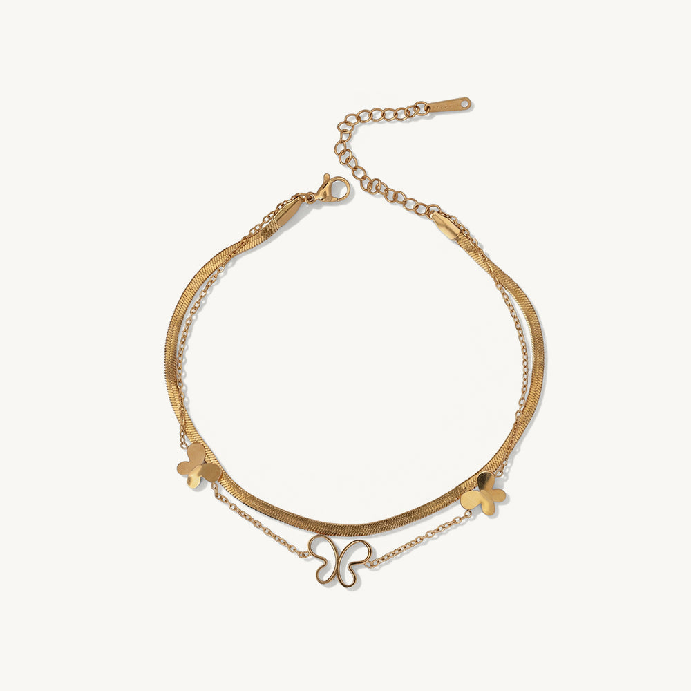 Triple Butterfly Linked Layer Necklace