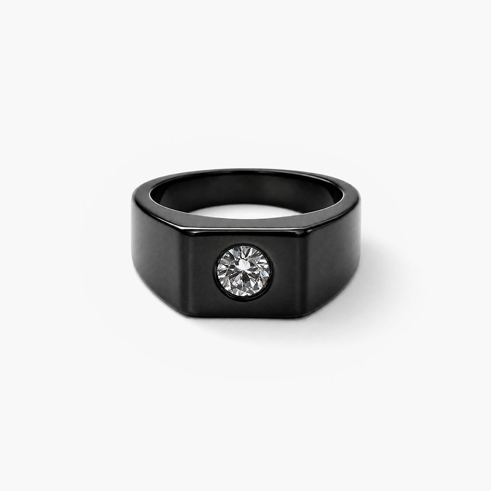 Onyx Blaze Solitaire Ring