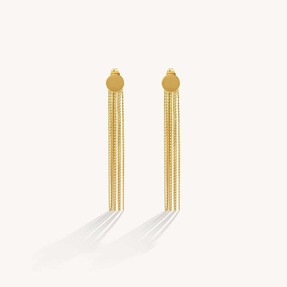 Disc Thread Accent Tassle Earrings