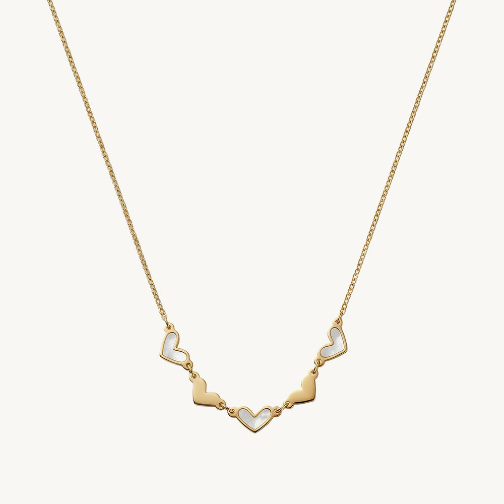 Modern Heart Linked Station Necklace
