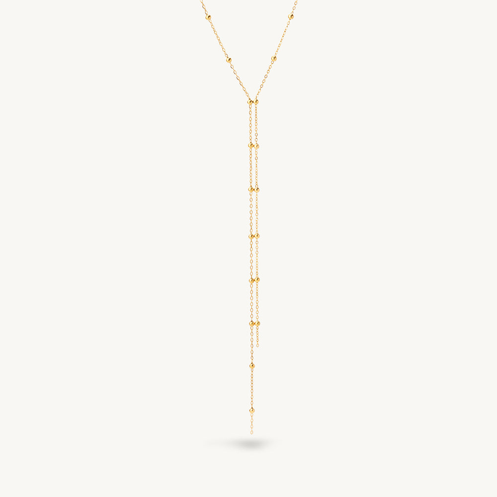 Mini Bead Accent Dual Strand Lariat Necklace