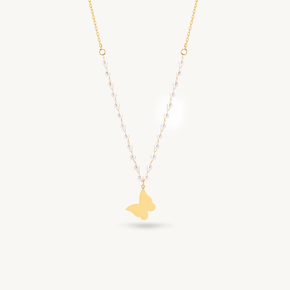 Pearline Mini Butterfly Drop Necklace
