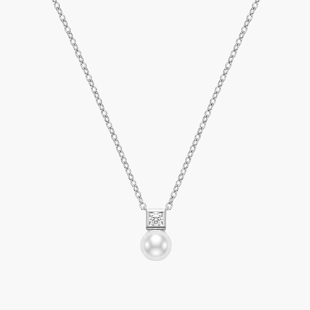 Aurelia Pearl Drop Platinum Plated 925 Sterling Silver Necklace