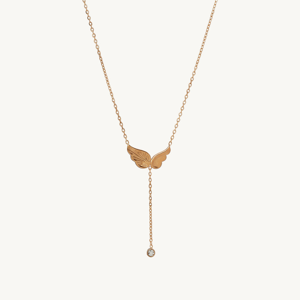 Angel Wing Drop Lariat Necklace