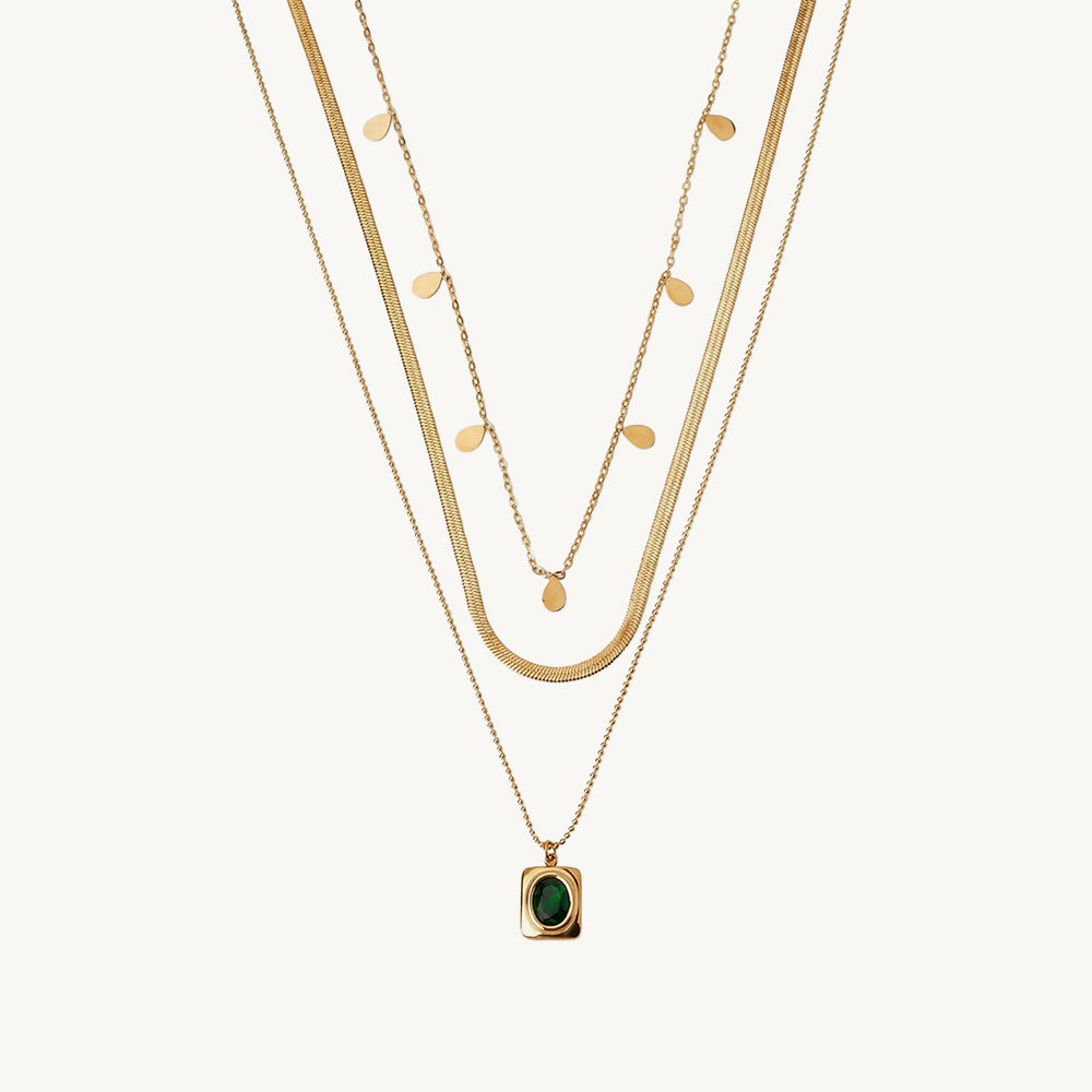 Noir Frame Drop Layer Necklace