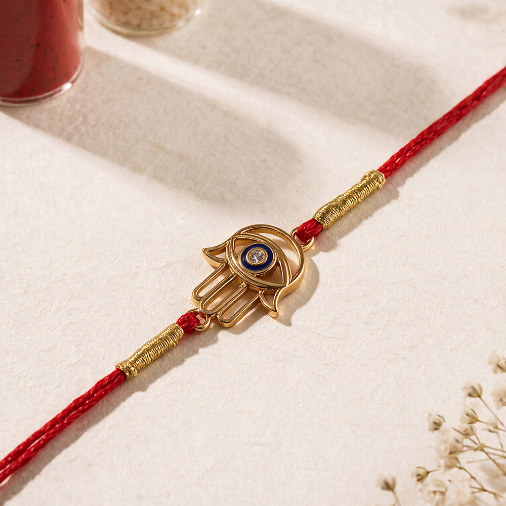 Radiant Hamsa Protection Fine Silver Rakhi