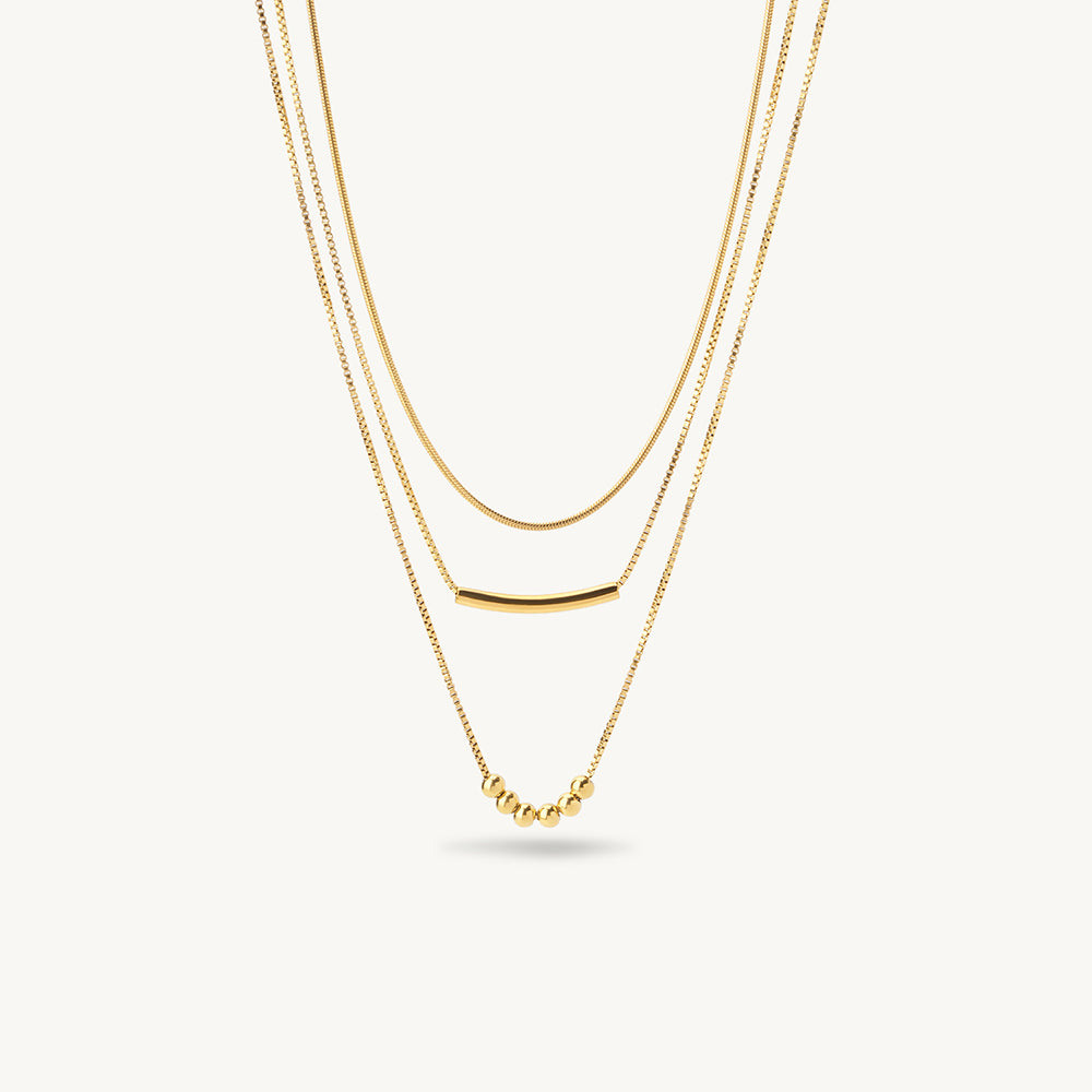 Mini Bar Bead Layer Necklace