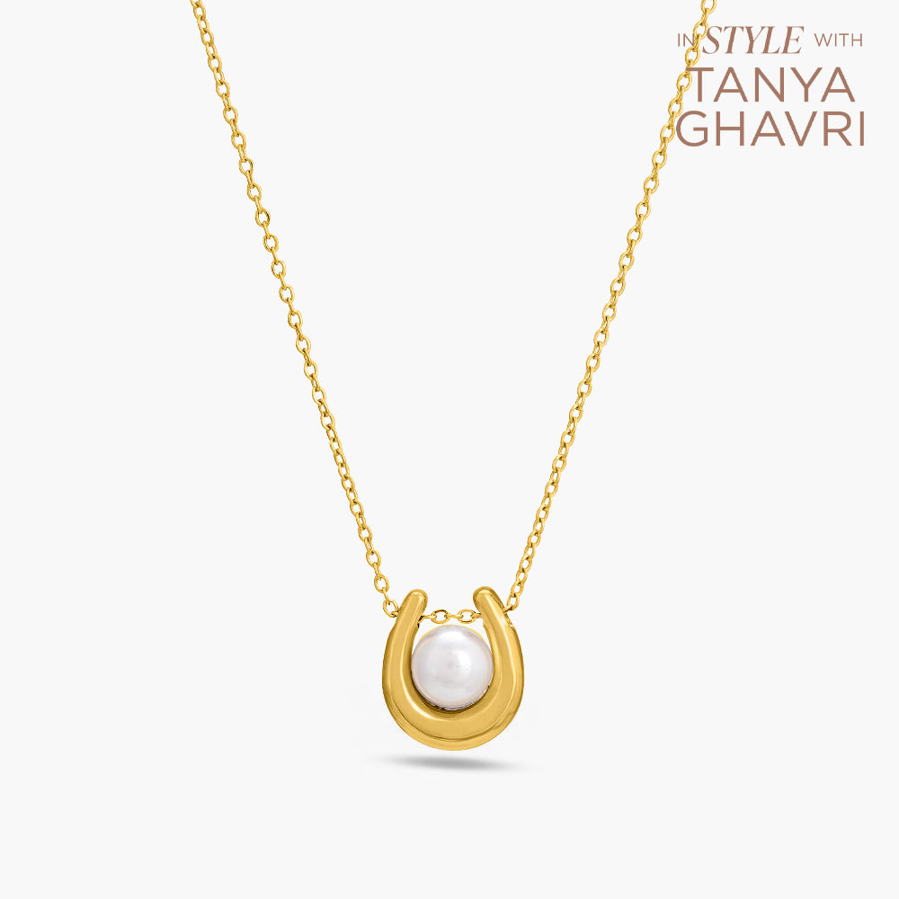 Pearl Embellished U Necklace