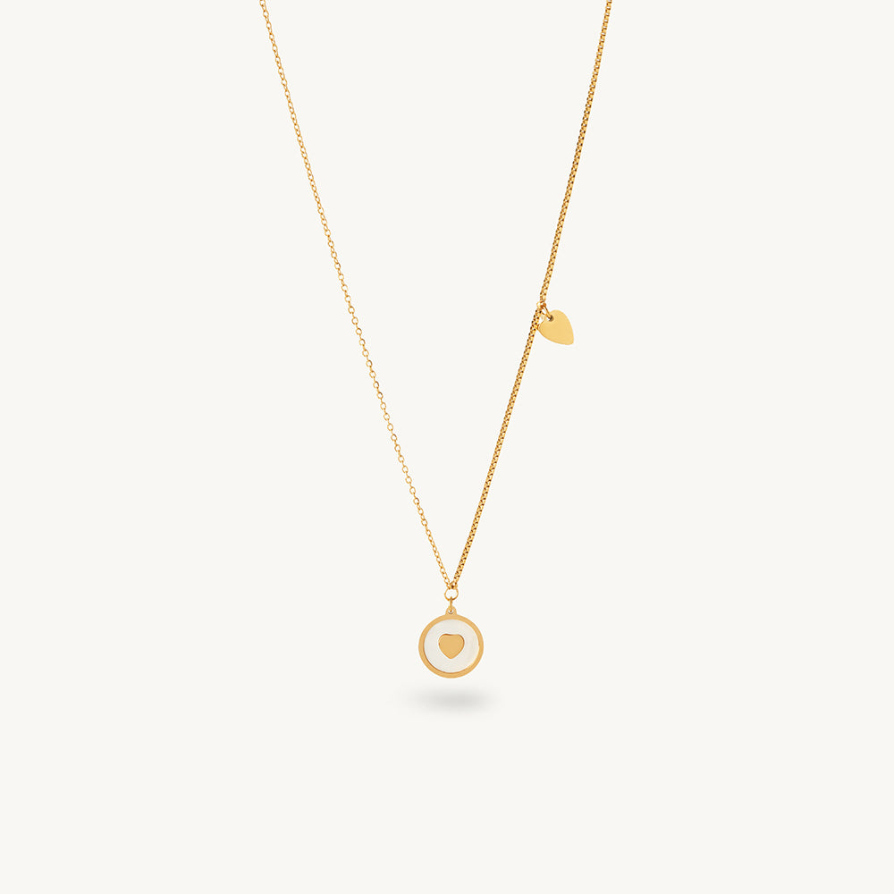 Minimalist Circle Heart Pendant Necklace
