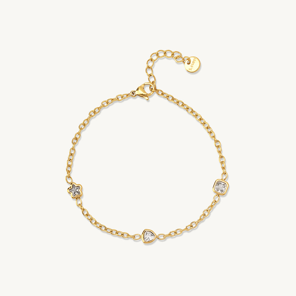Delicate Heart Crystal Chain Bracelet
