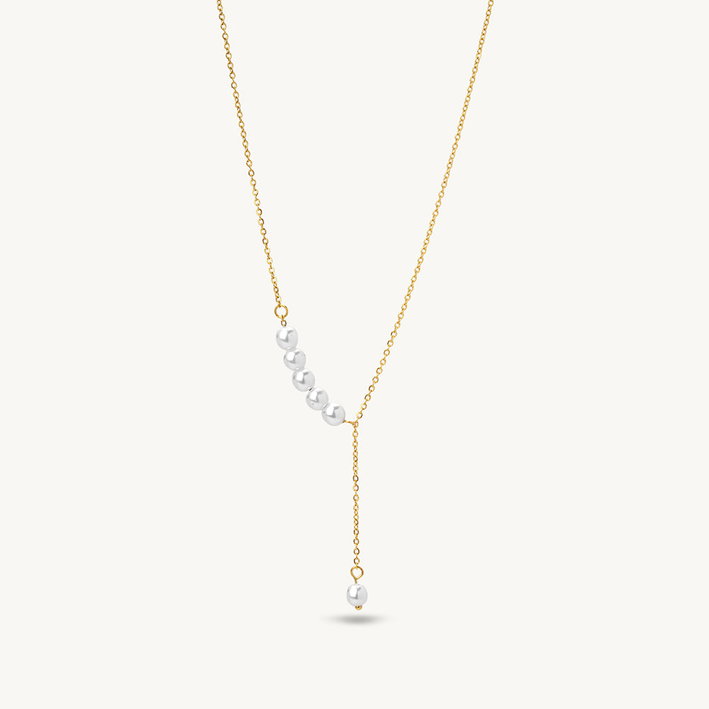 Minimal Pearl Drop Lariat Necklace