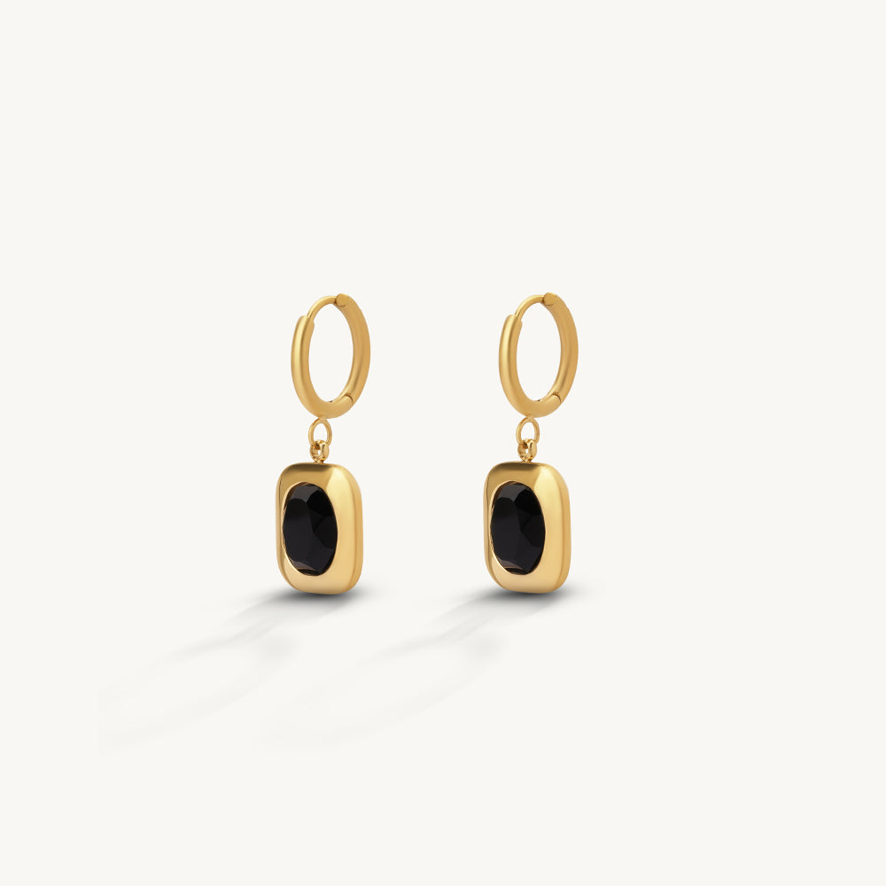 Chic Black Stone Drop Earrings