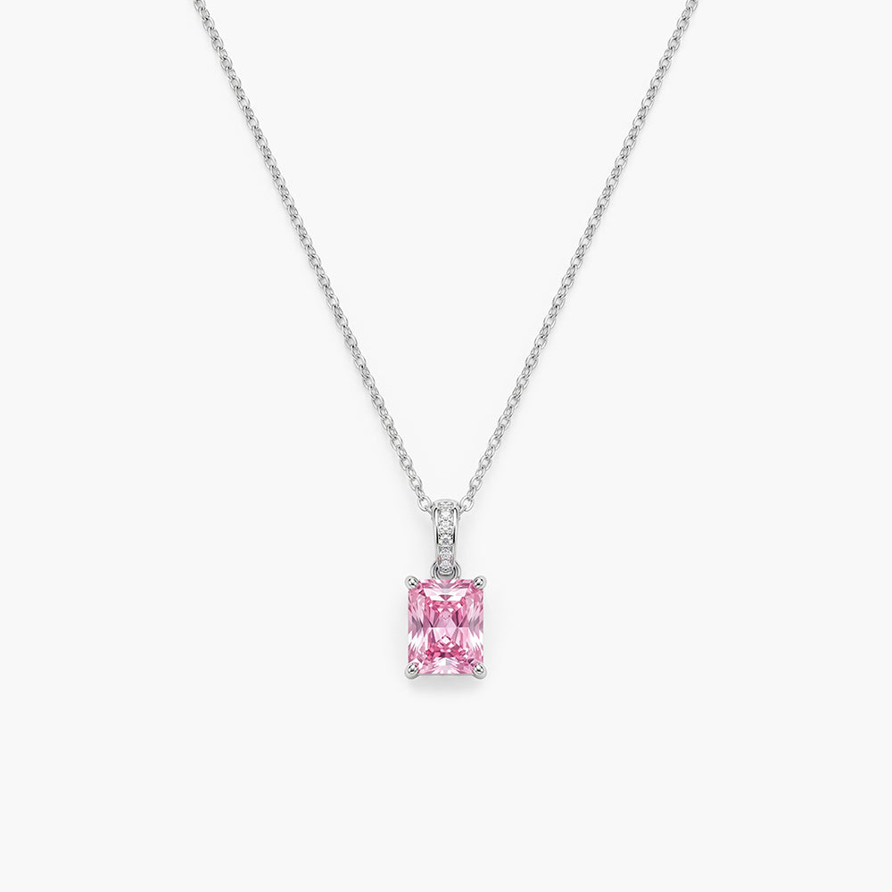 Pink Crystal 925 Sterling Silver Pendant Necklace