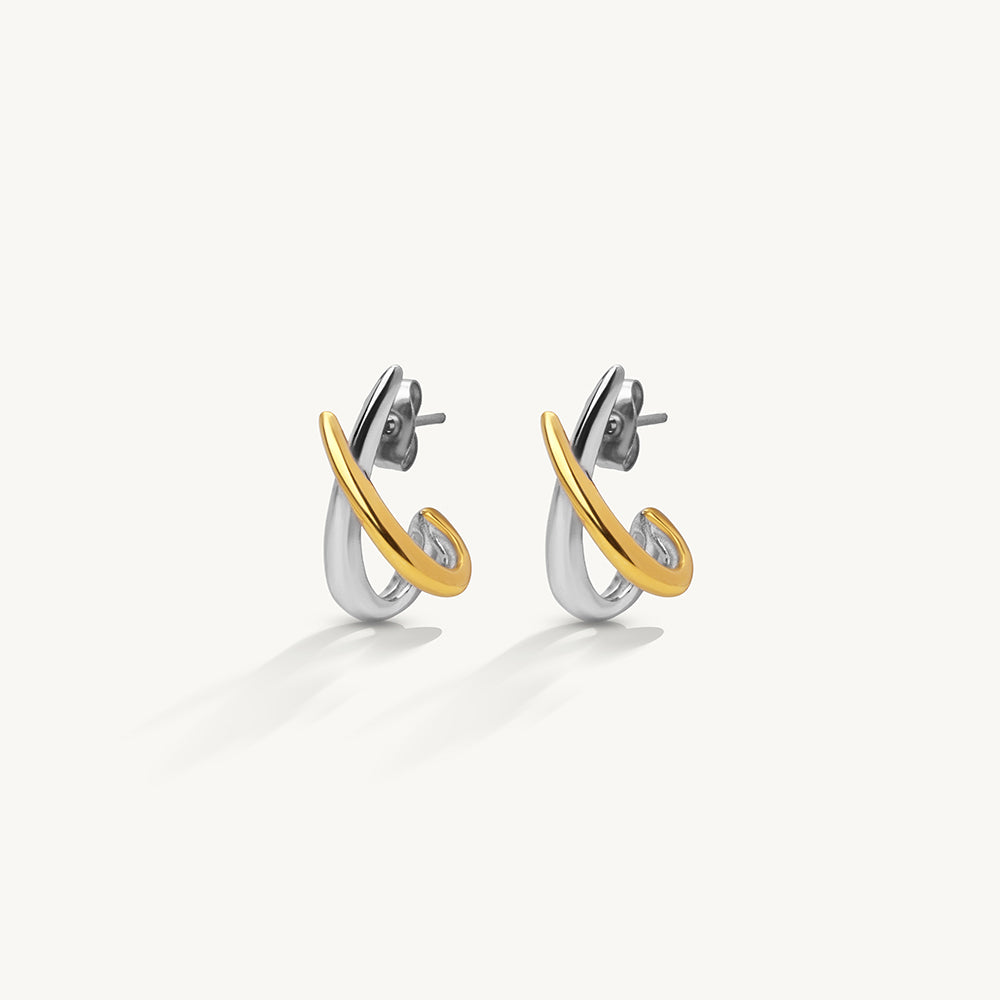 Fusion Curve Two Tone Earrings