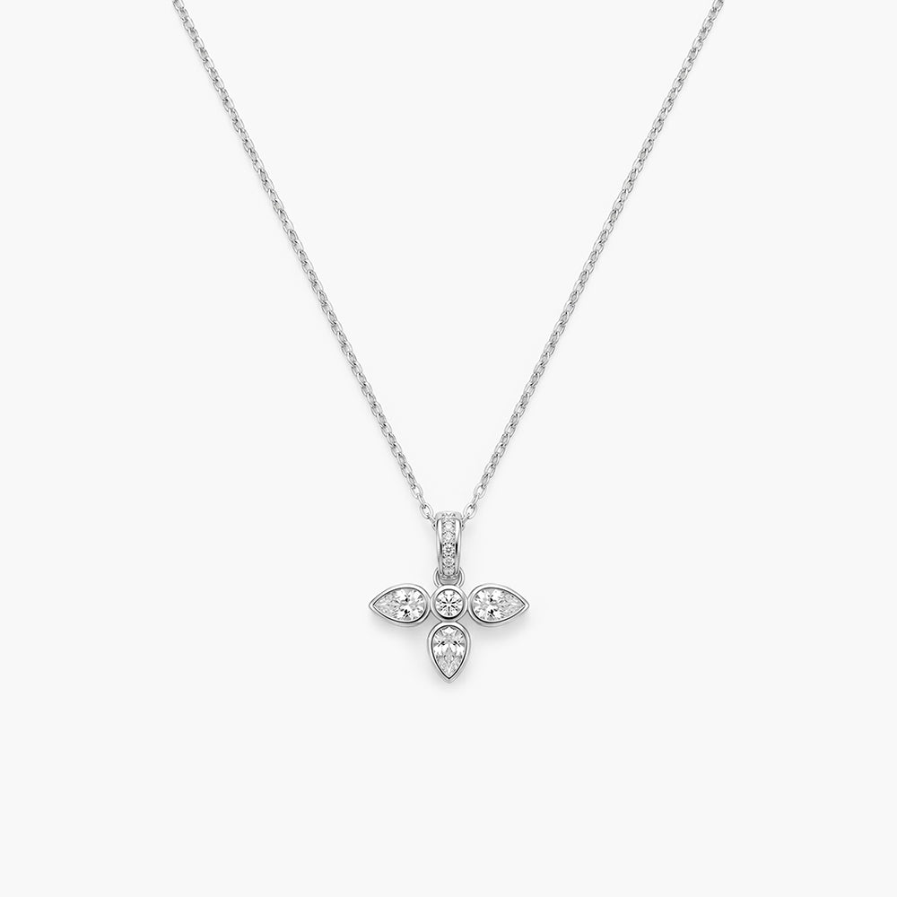 Tri Petal 925 Sterling Silver Pendant Necklace