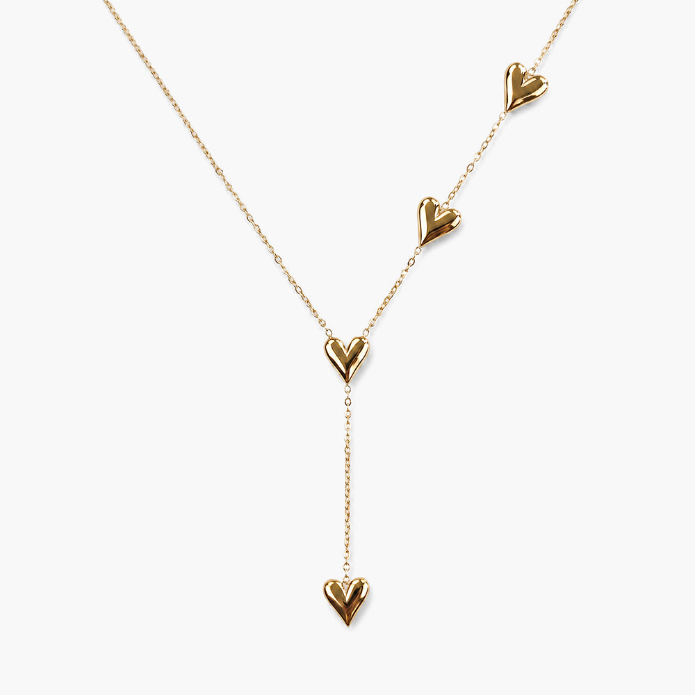 Trio Heart Lariat Necklace