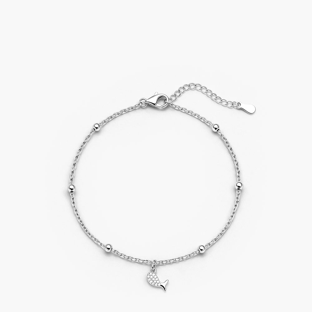 Flowing Crystal Platinum Plated 925 Sterling Silver Anklet