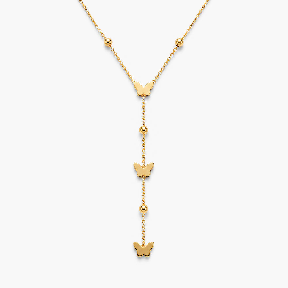 Flat Butterfly Lariat Necklace