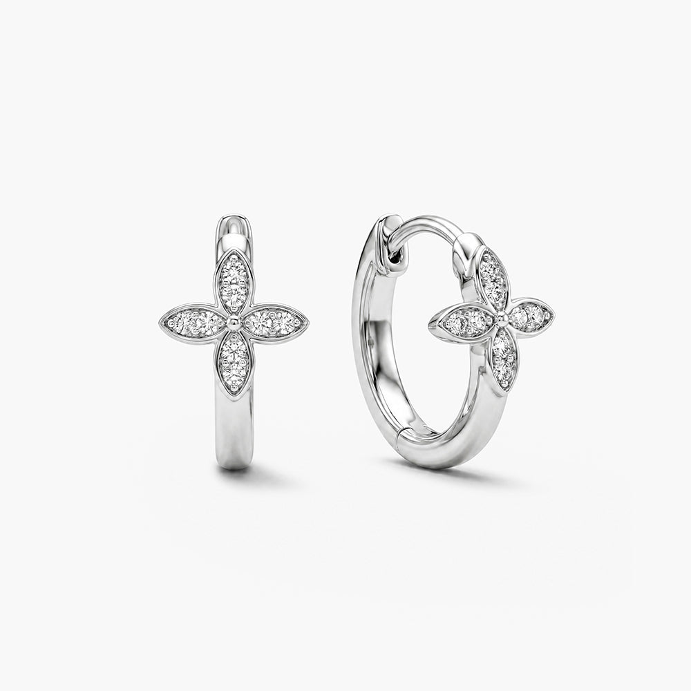 Sparkling Clover Platinum Plated 925 Sterling Silver Earrings