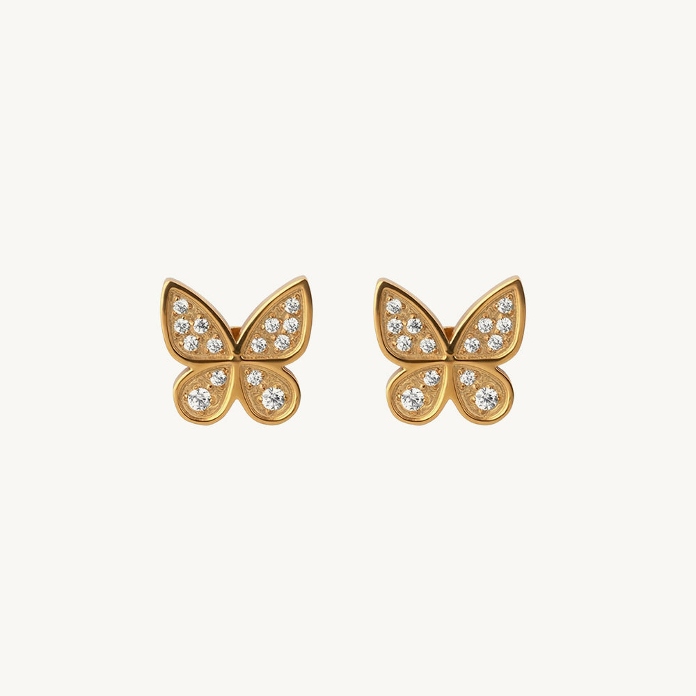 Gleaming Butterfly Stud Earrings