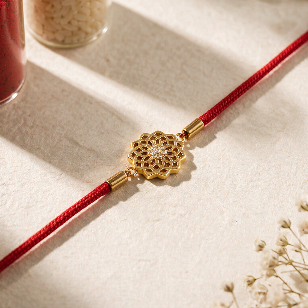 Prosperity Crystal Floral Rakhi