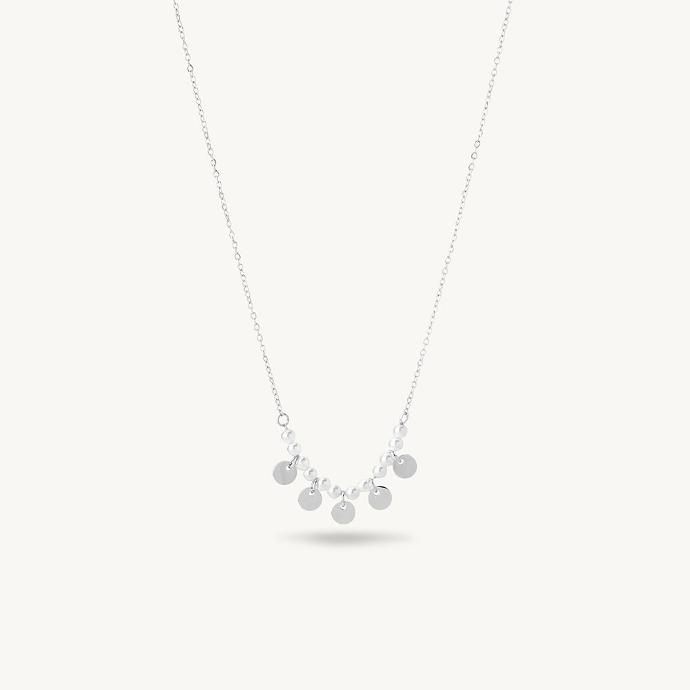 Pearl Disc Charm Necklace