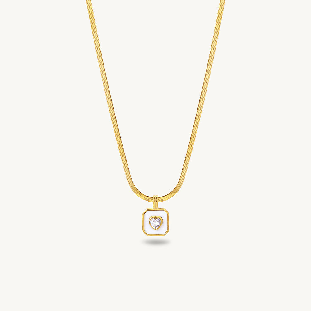 Square Heart Glow Pendant Necklace