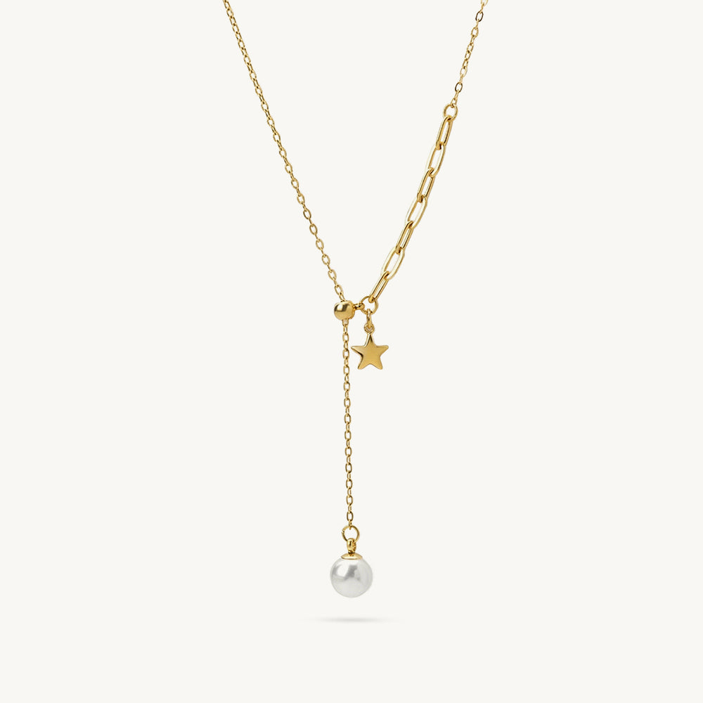 Mini Pearl Star Charm Necklace
