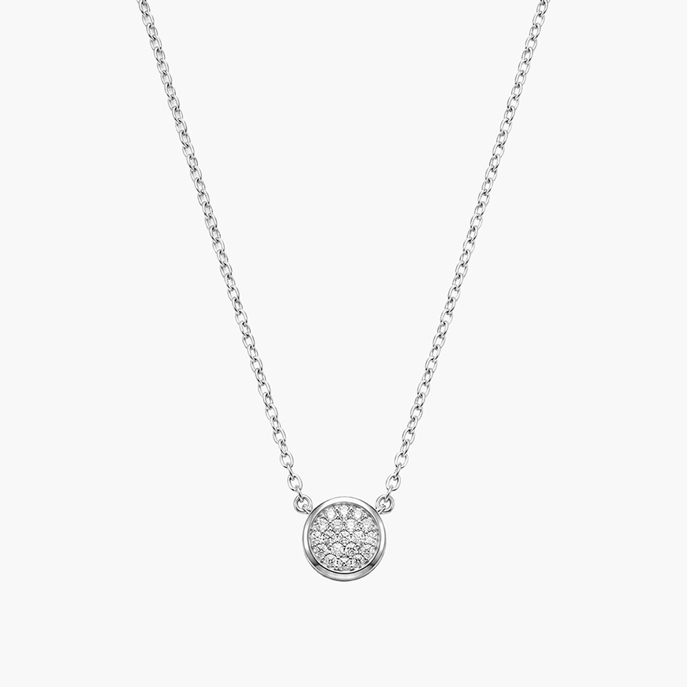 Aurelia Halo Platinum Plated 925 Sterling Silver Necklace