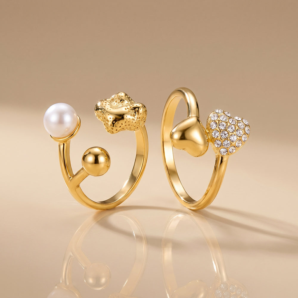 Studded Heart Pearl Set