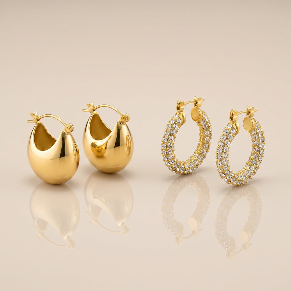 Ball Studded Hoop Set