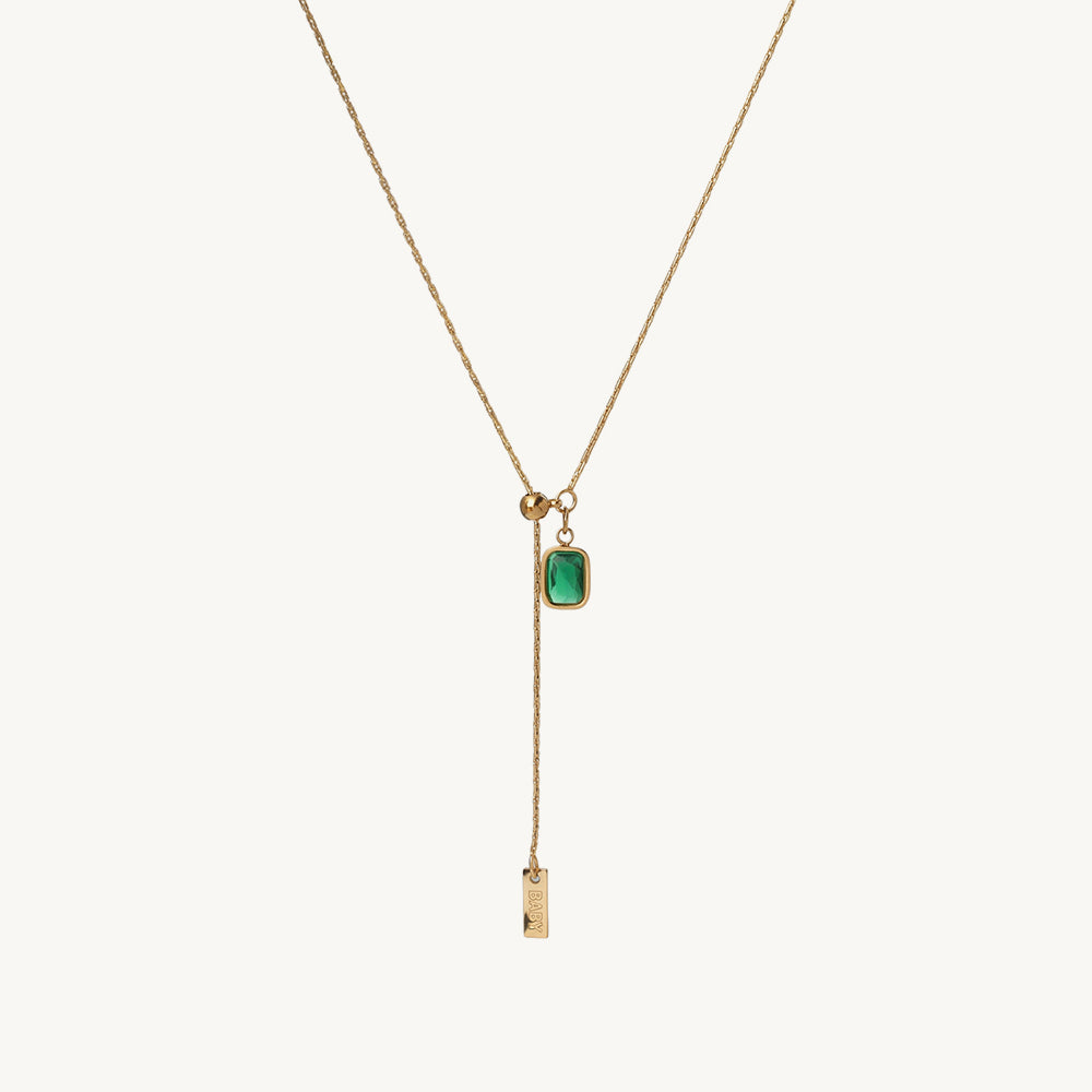 Mini Green Drop Lariat Necklace