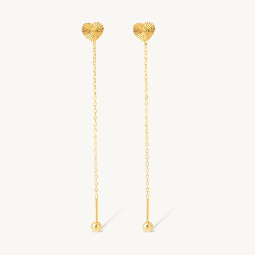 Mini Heart Chain Drop Earring