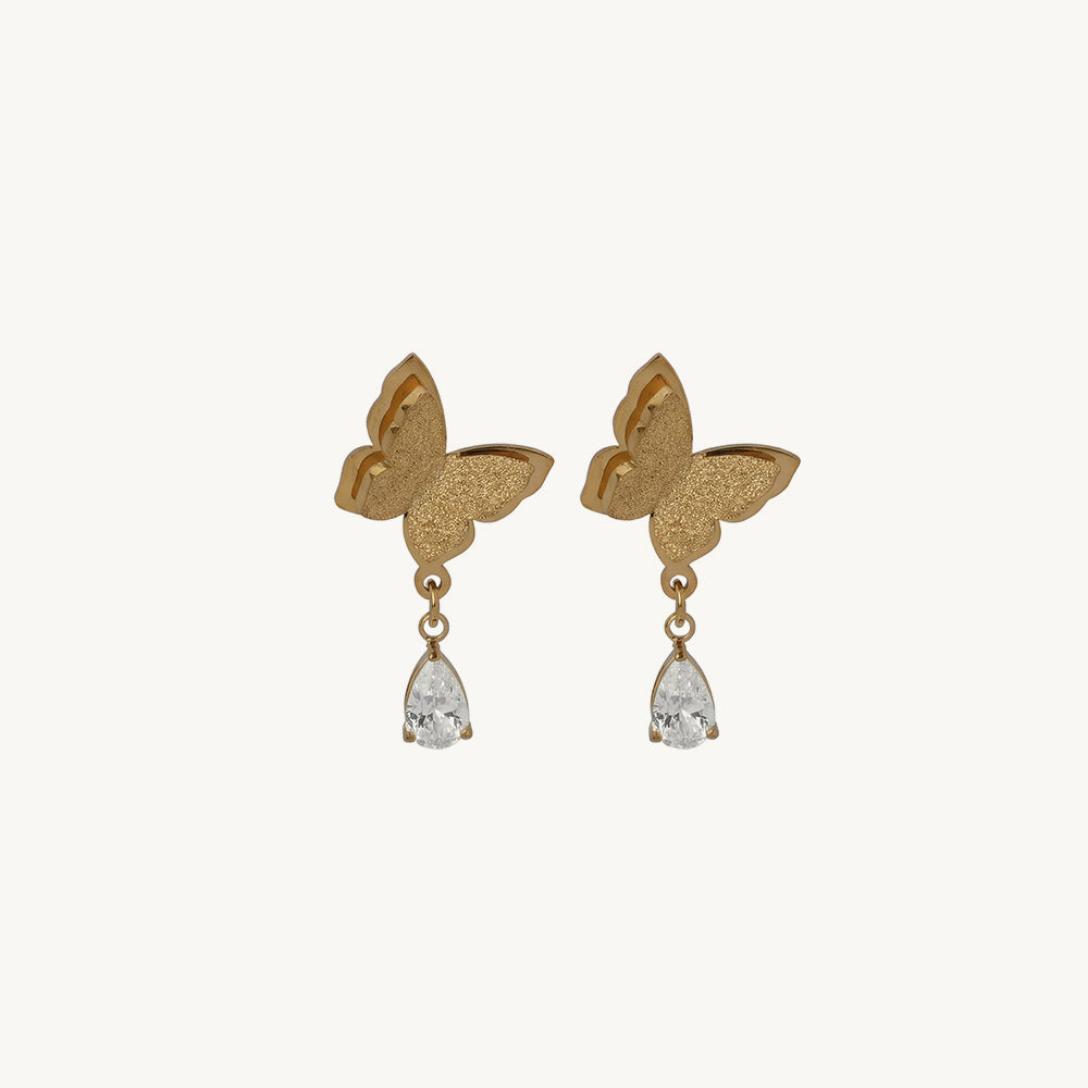 Butterfly Pear Crystal Drop Earrings