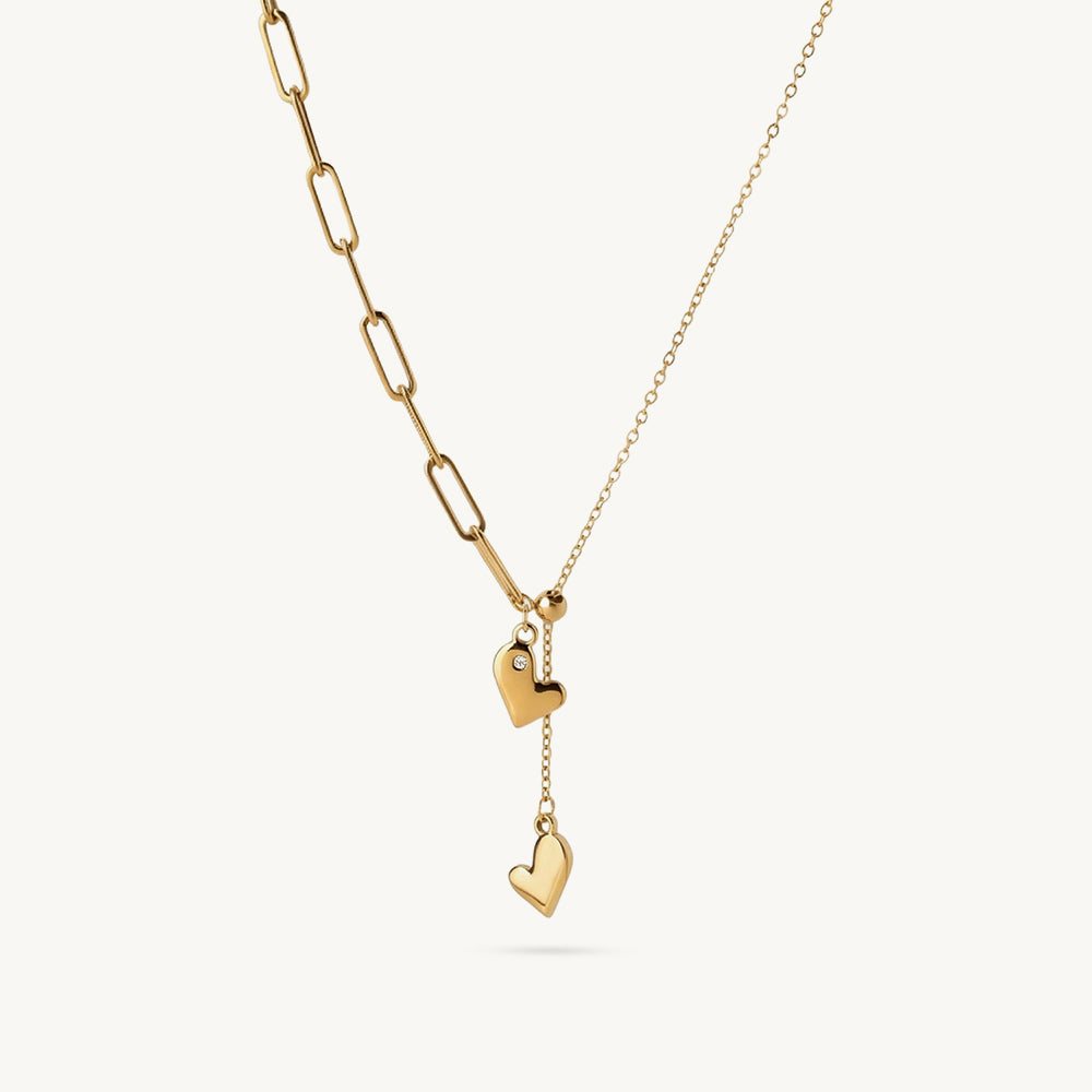 Dual Heart Link Chain Necklace