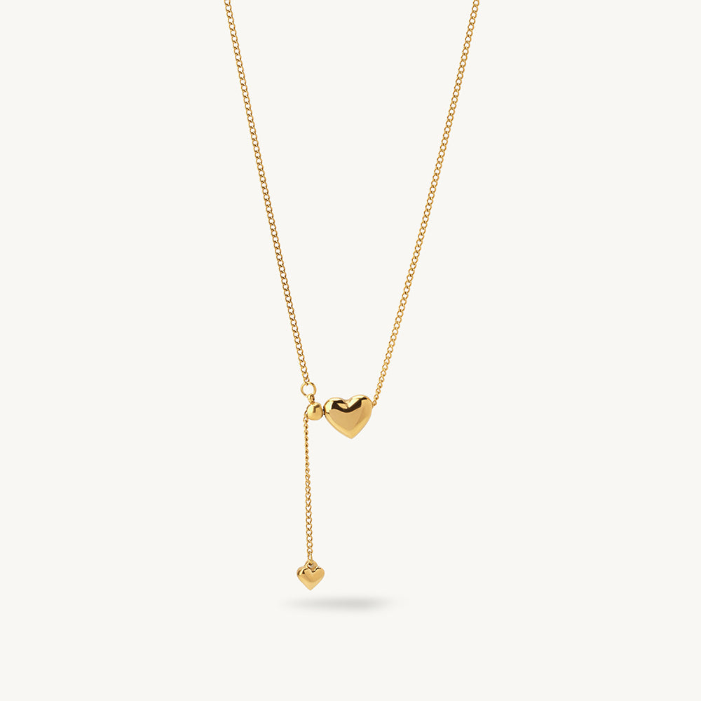 Dual Heart Accent Lariat Necklace