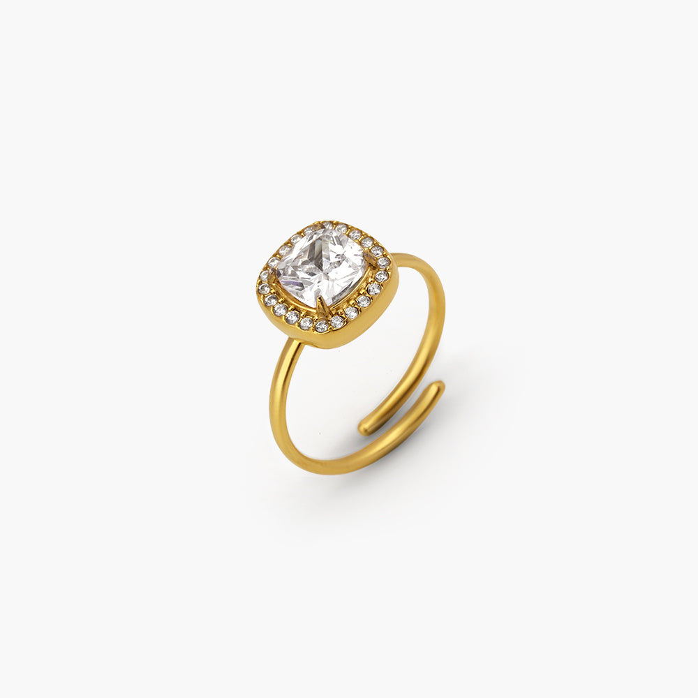Radiant Cushion Halo Ring