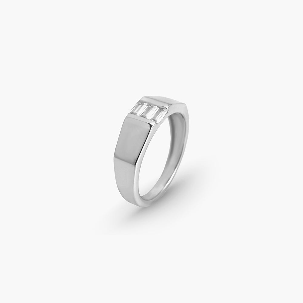 Elara Facet Platinum Plated 925 Sterling Silver Ring