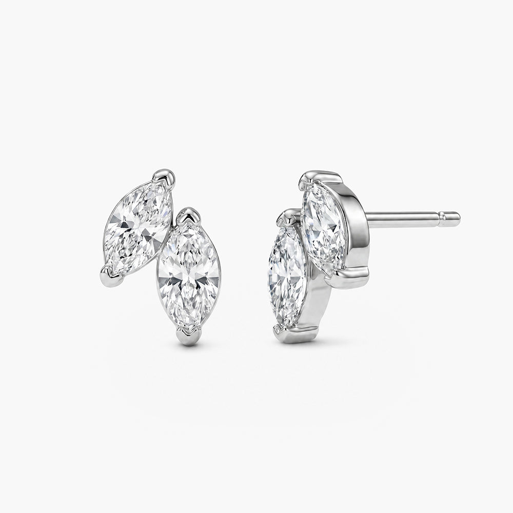 Delicate Crystal Leaf Platinum Plated 925 Sterling Silver Earrings