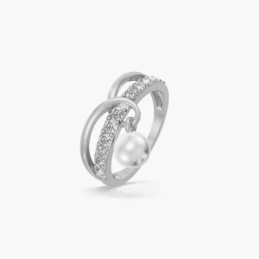 Classic Pearl Knot Drop 925 Sterling Silver Ring