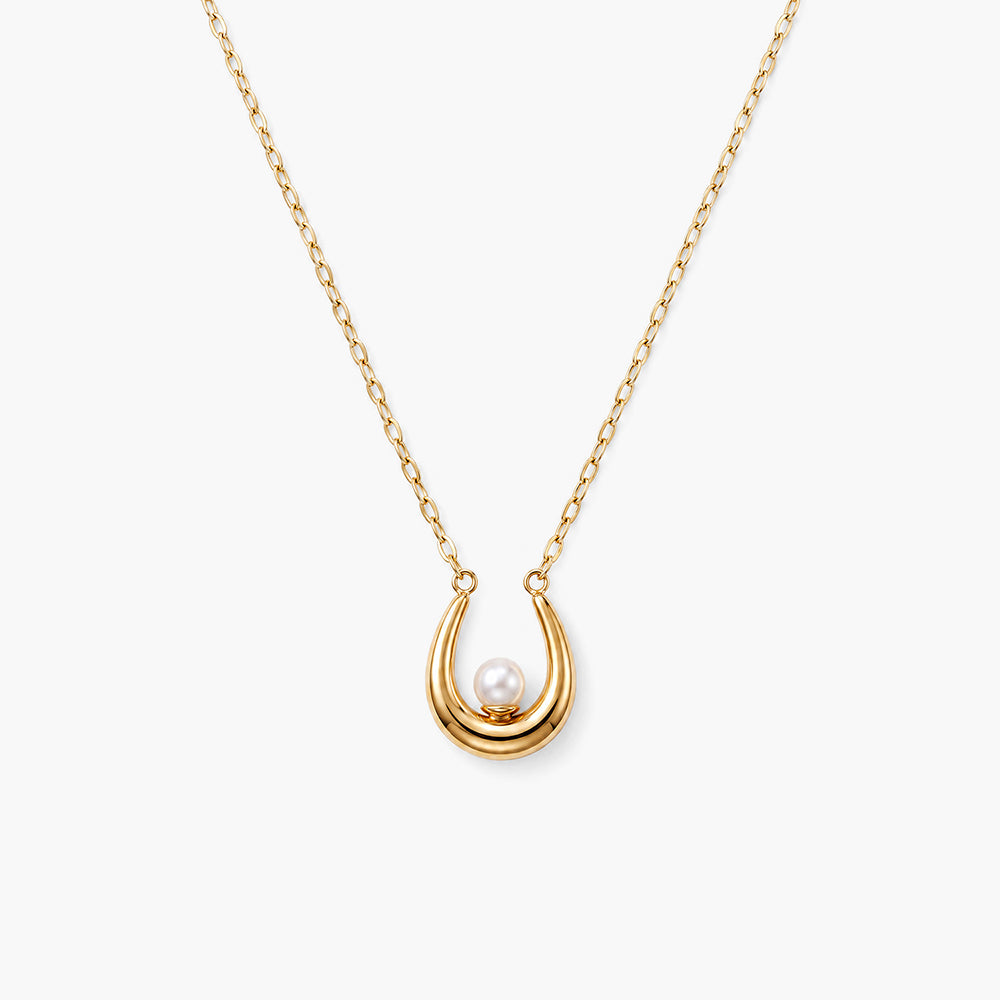 Sleek Curve Pearl Accent Necklace