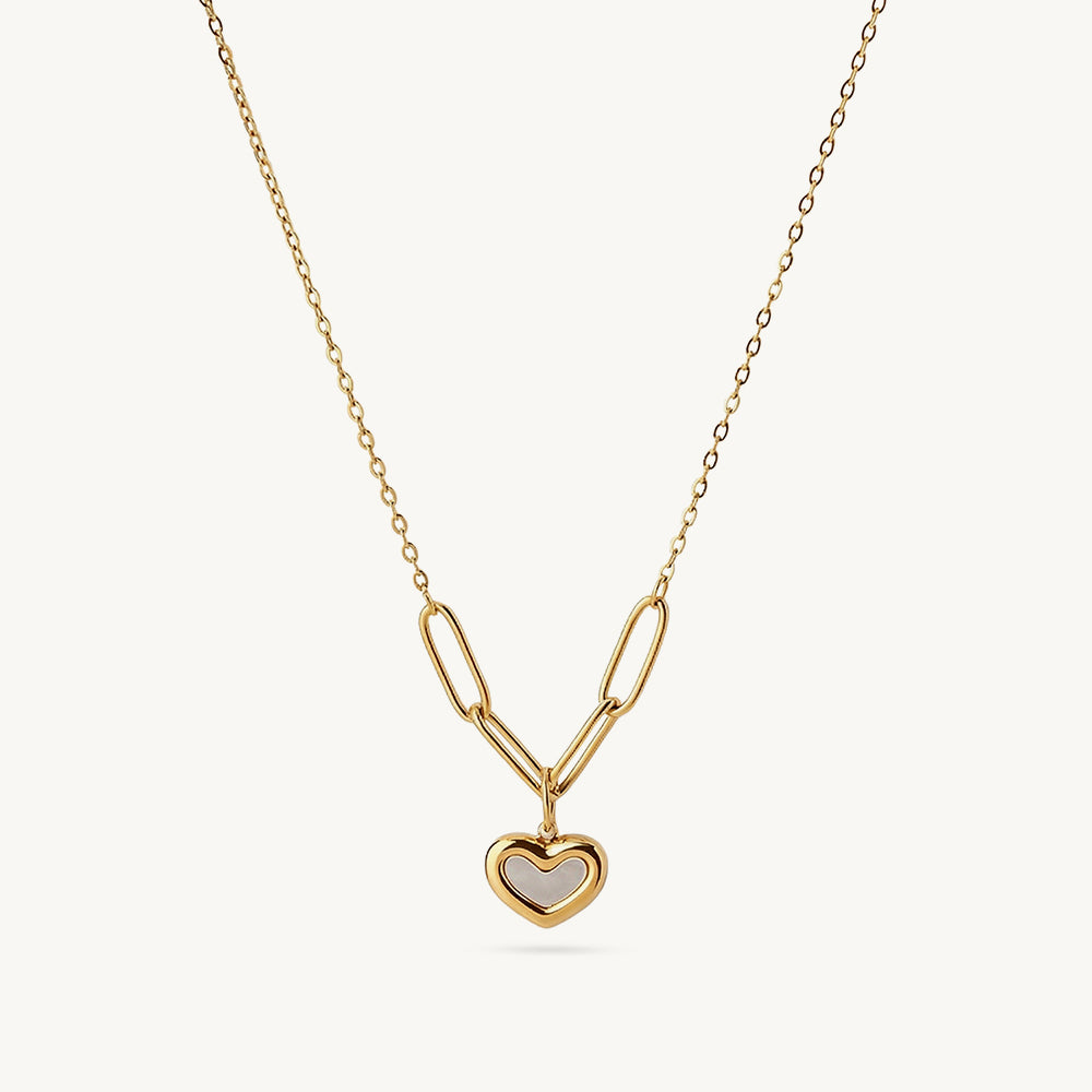 Paperclip Chain Heart Charm Necklace