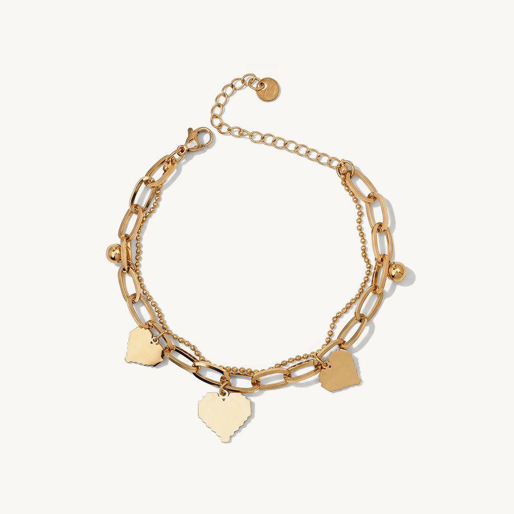 Trendy Heart Charms Link Bracelet