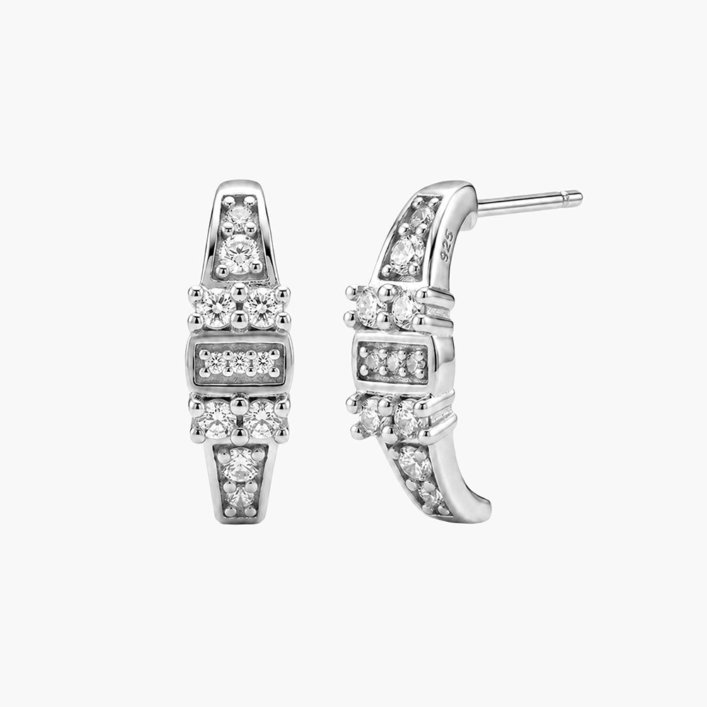 Graceful Sparkle Hoop Platinum Plated 925 Sterling Silver Earrings