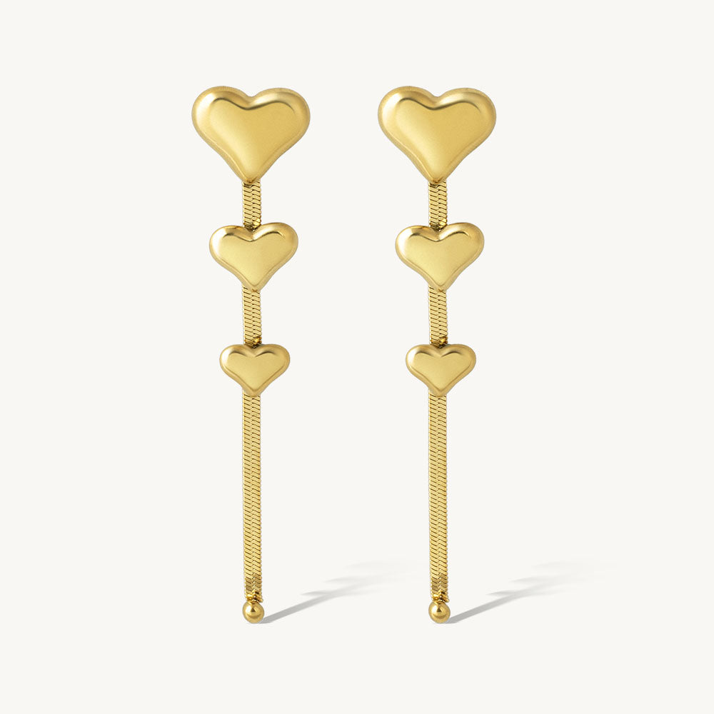 Triple Heart Dangler Earrings