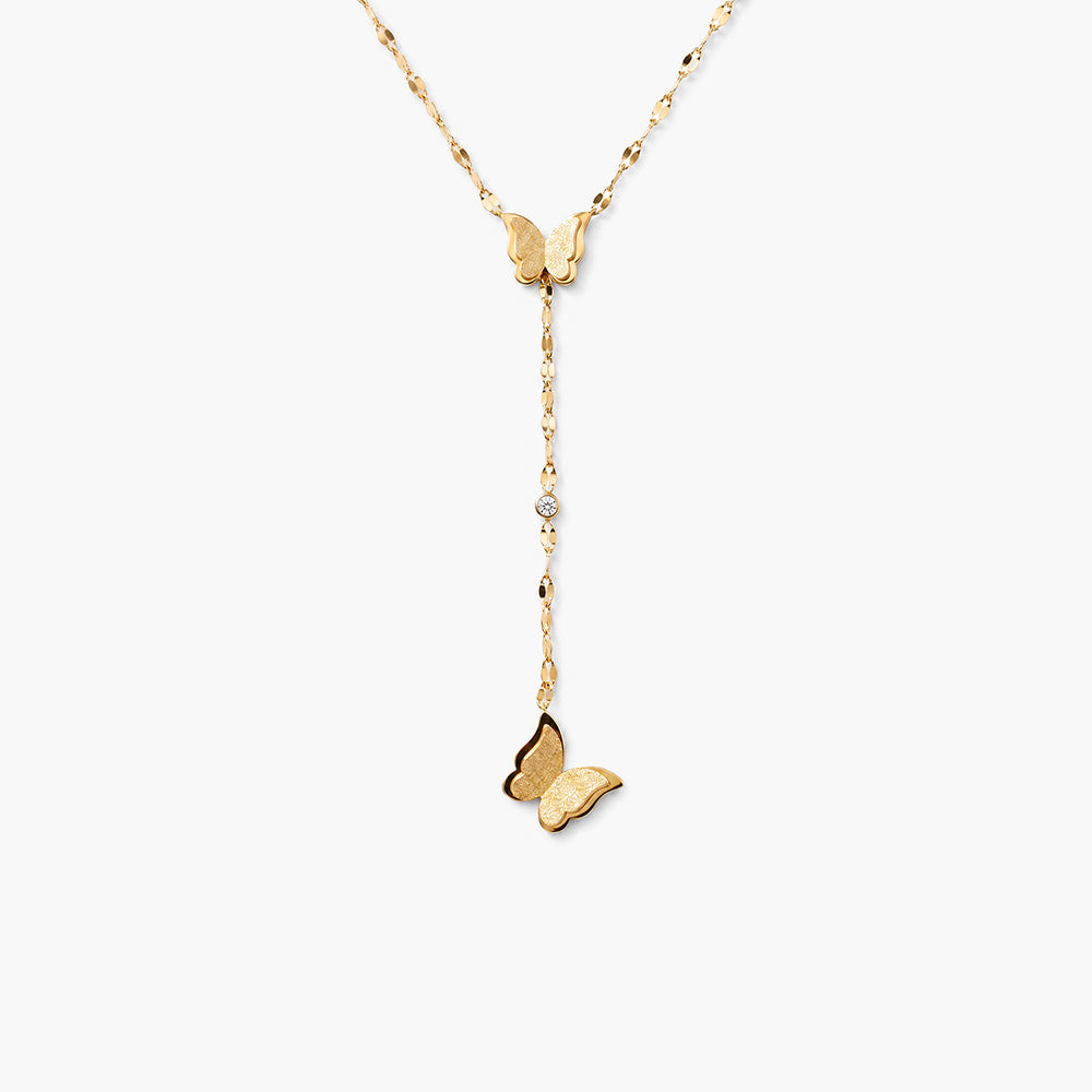 Butterfly Trinity Lariat Necklace