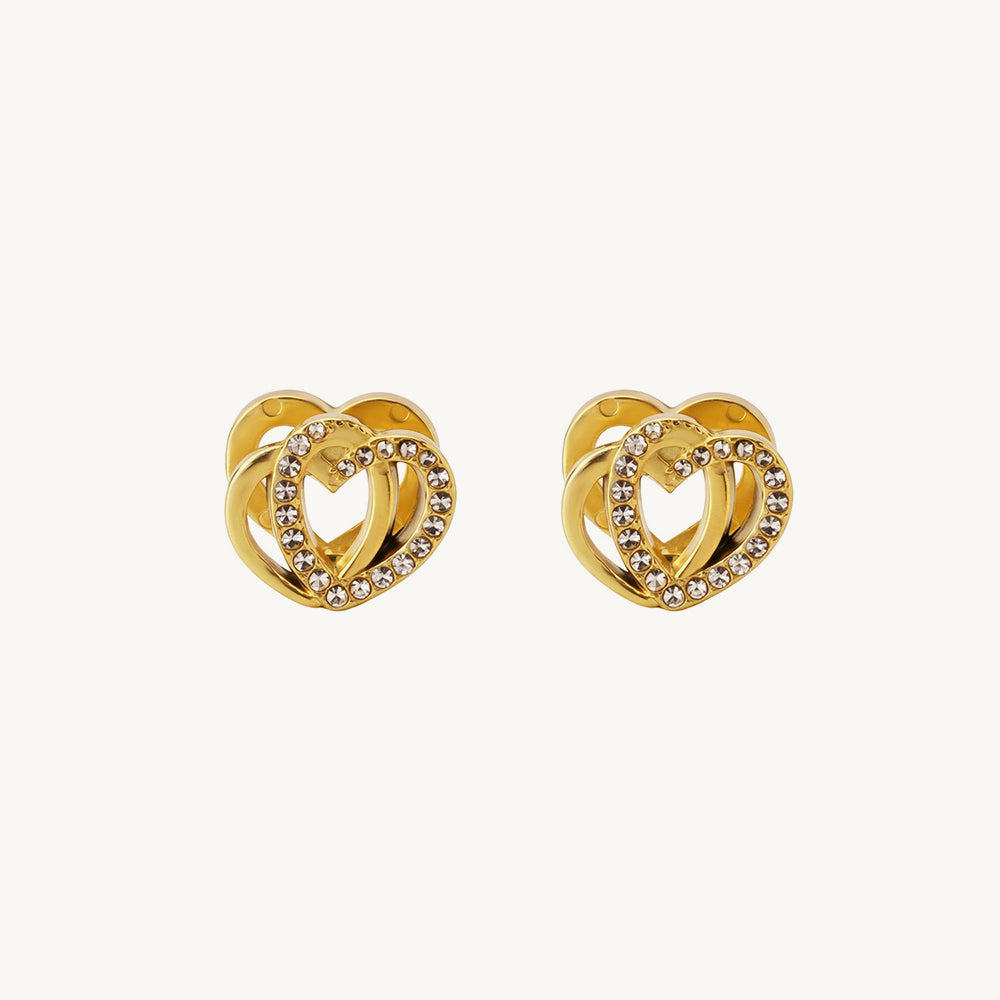 Dual Interwind Heart Stud Earrings